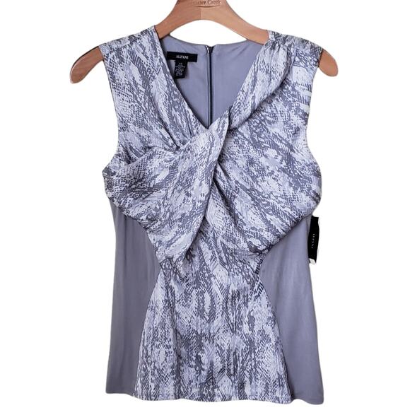 Alfani Gray/White Paris Chic Draped Snake Print Sleeveless Top XS NWT - Picture 9 of 10